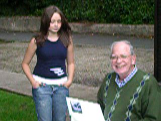 Gerry having his first look at the birthday book, August 2006