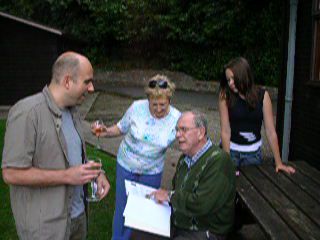 Gerry having his first look at the birthday book, August 2006