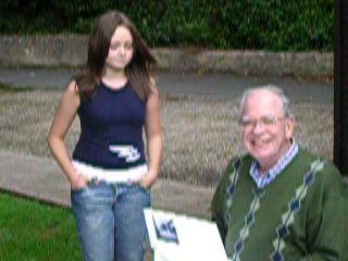 Gerry having his first look at the birthday book, August 2006